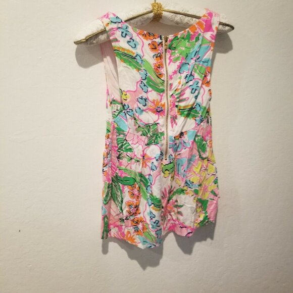 Lilly Pulitzer Target Women's Small V-Neck Floral Tank Top Nosey Posie Zip Back - Picture 2 of 7